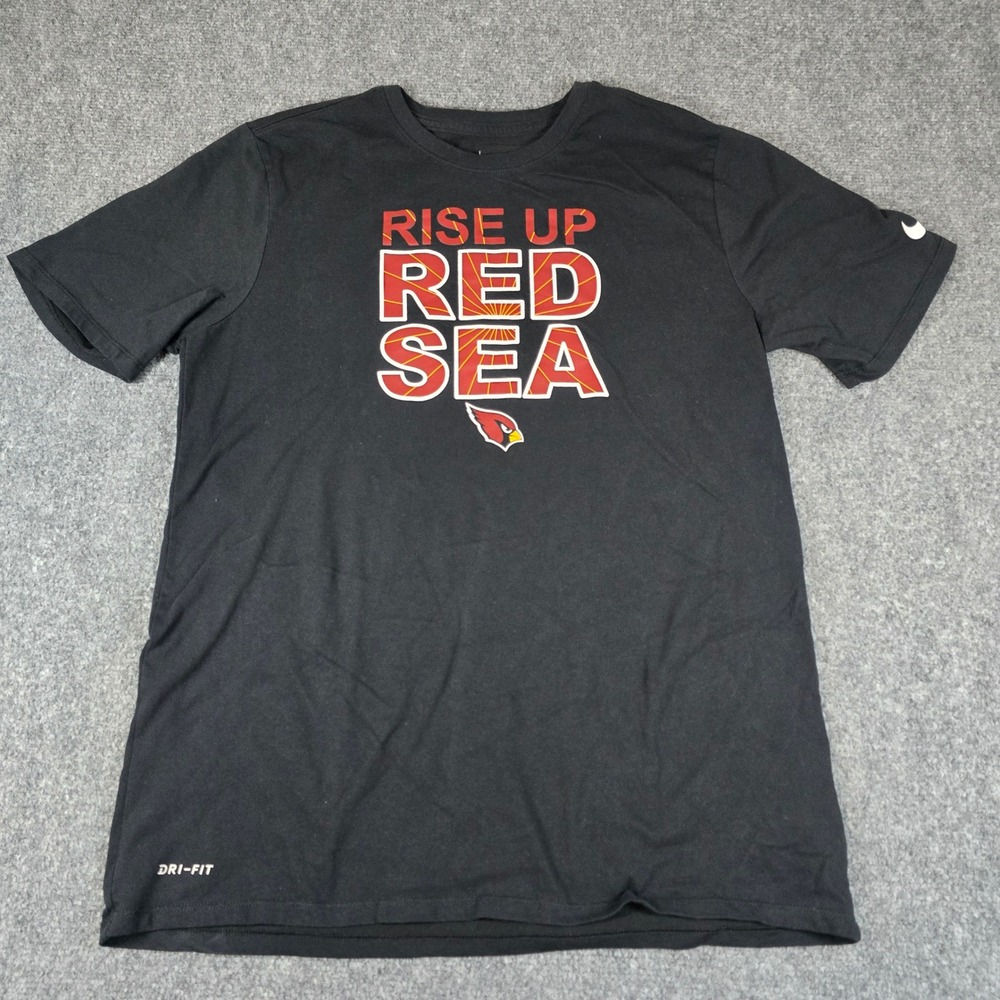 Nike‎ Dri Fit Arizona Cardinals NFL T Shirt Red Sea Rise Up Mens Large - Picture 2 of 12